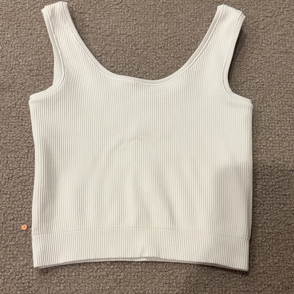 Athleta White Ribbed Tank Top
